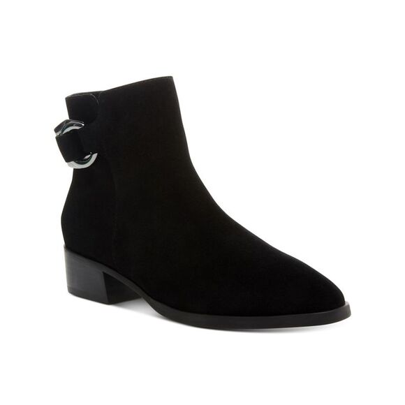 STEVEN Womens Black Snake Ringer Round Toe Block Heel Leather Booties 11 M - Picture 1 of 4